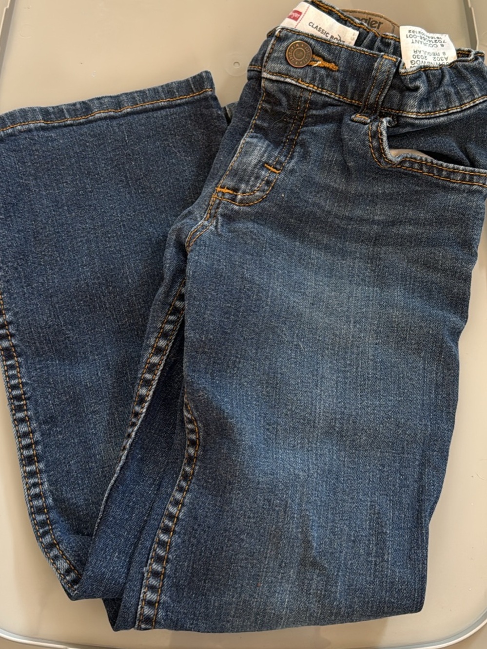 Wrangler Indigo Denim Jeans with Gold Stitching - Picture 2 of 2